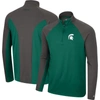 COLOSSEUM COLOSSEUM GREEN/CHARCOAL MICHIGAN STATE SPARTANS TWO YUTES RAGLAN QUARTER-ZIP WINDSHIRT