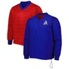 NIKE NIKE ROYAL/RED NEW ENGLAND PATRIOTS SIDELINE TEAM ID REVERSIBLE PULLOVER WINDSHIRT