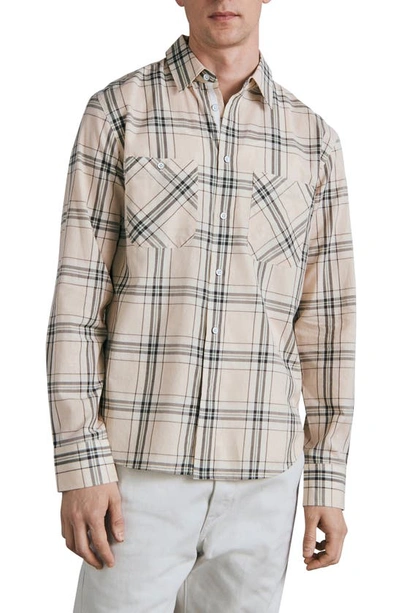 Rag & Bone Gus Checked Cotton Oxford Shirt In White