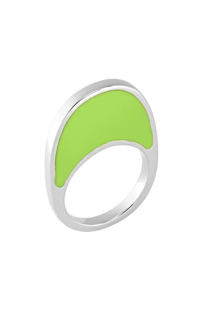 Coperni Swipe Lacquered Enamel Ring In Apple Green