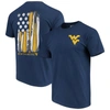 IMAGE ONE NAVY WEST VIRGINIA MOUNTAINEERS BASEBALL FLAG COMFORT COLORS T-SHIRT