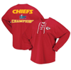 Fanatics Branded Red Kansas City Chiefs Super Bowl Lvii Champions Lace-up Long Sleeve T-shirt In Red