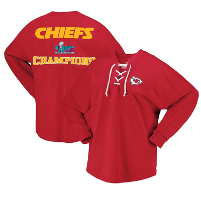Fanatics Branded Red Kansas City Chiefs Super Bowl Lvii Champions Lace-up Long Sleeve T-shirt