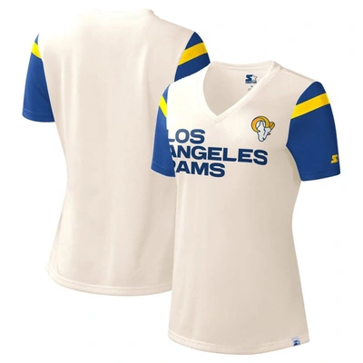 Starter White Los Angeles Rams Kick Start V-neck T-shirt