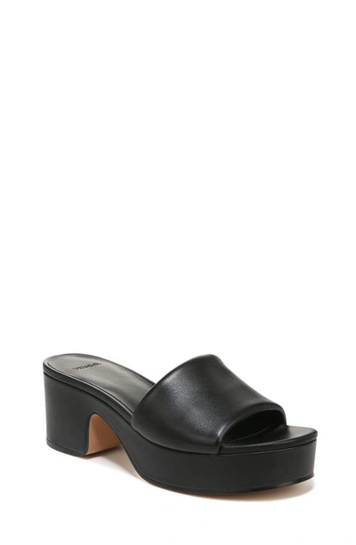 Vince Margo Leather Block-heel Slide Sandals In Black