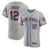 NIKE NIKE FRANCISCO LINDOR GRAY NEW YORK METS ROAD AUTHENTIC PLAYER JERSEY