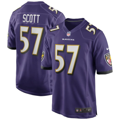 Nike Bart Scott Purple Baltimore Ravens Game Retired Player Jersey