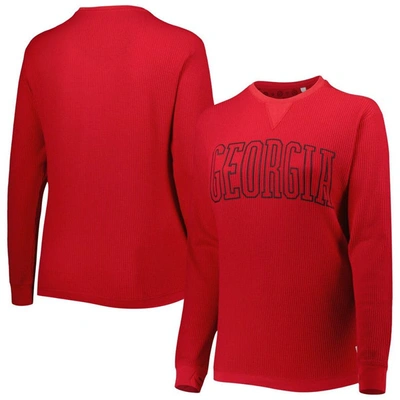 Pressbox Red Georgia Bulldogs Surf Plus Size Southlawn Waffle-knit Thermal Tri-blend Long Sleeve T-s