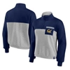 FANATICS FANATICS BRANDED NAVY/HEATHERED grey CAL BEARS SIDELINE TO SIDELINE colourBLOCK QUARTER-ZIP JACKET