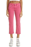 R13 Boy Straight Ankle Jeans In Vivid Pink Stretch