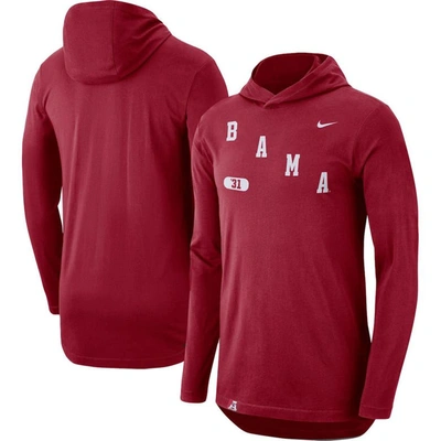 Nike Alabama  Men's Dri-fit College Hooded Long-sleeve T-shirt In Red