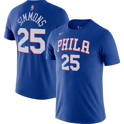 Nike Men's Ben Simmons Royal Philadelphia 76ers Player Name & Number Performance T-shirt