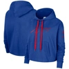 NIKE NIKE ROYAL PHILADELPHIA 76ERS SPLIT FLIP COURTSIDE CROPPED PULLOVER HOODIE