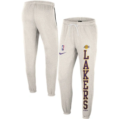 Nike Men's Oatmeal Los Angeles Lakers 75th Anniversary Courtside Fleece Pants In Brown