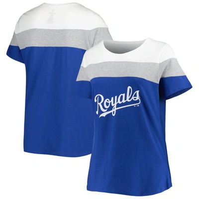 Profile White/royal Kansas City Royals Plus Size Colorblock T-shirt