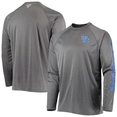 Columbia Heathered Charcoal Kentucky Wildcats Pfg Terminal Tackle Raglan Omni-shade Long Sleeve T-sh