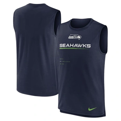 Nike College Navy Seattle Seahawks Muscle Trainer Tank Top