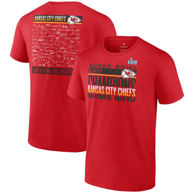 Fanatics Branded Red Kansas City Chiefs Super Bowl Lvii Champions Signature Roster T-shirt