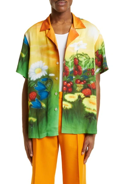 Stockholm Surfboard Club Airbrush Flowers Shirt Multicolor In Green