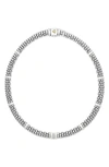 Lagos Sterling Silver And Gold White Caviar White Ceramic Diamond Link Necklace In Silver/ Diamond