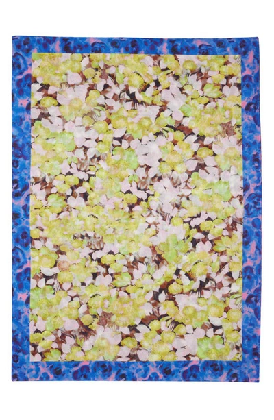 Dries Van Noten Mixed Floral Prints Cotton Scarf In Multi Blue