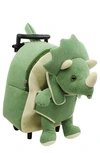 Popatu Kids' Dino Trolley Rolling Backpack With Removable Stuffed Animal In Green