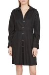 Vince Short Tie-back Linen-blend Shirtdress In Black