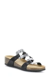 Bos. & Co. Luzzie Wedge Slide Sandal In Black/ Zebra/ Animal Print
