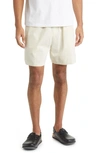 Frame Elastic Waist Cotton Terry Shorts In White Beige