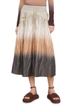 VINCE METALLIC DIP DYE COTTON BLEND SKIRT