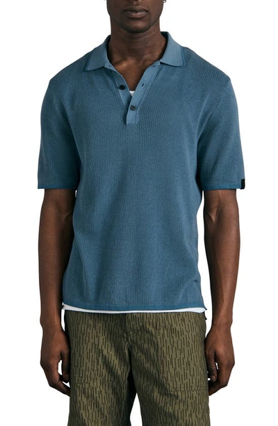 Rag & Bone Men's Harvey Knit Polo Shirt In Blue