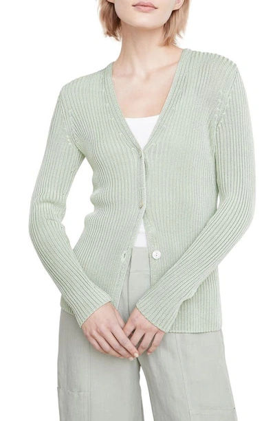Vince Ribbed Button-front Cutaway Cardigan In Multi