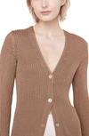 Vince Ribbed Cardigan In Chestnut