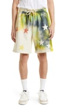 Palm Angels Sprayed Star Vint Short In White Mult