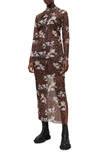 Allsaints Tia Alessandra Long Sleeve Midi Dress In Animal Brown