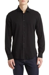 Emanuel Berg Modern Flex Cotton Blend Button-up Shirt In Black