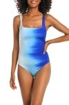 La Blanca Ocean Oasis Lingerie Tank One Piece Swimsuit In Blue In Sapphire