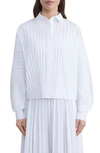LAFAYETTE 148 PLEATED BUTTON-UP SHIRT