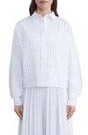 Lafayette 148 Pleated Button-up Shirt In White