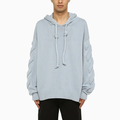 Off-white 3d Diag Knit Hoodie In Celeste