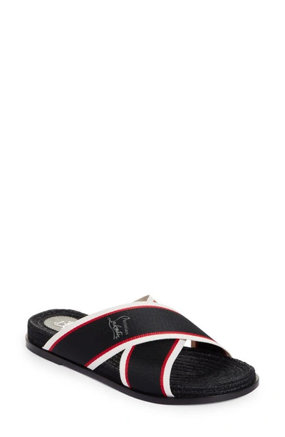 Christian Louboutin Hot Cross Bizz Slide Sandal In Black