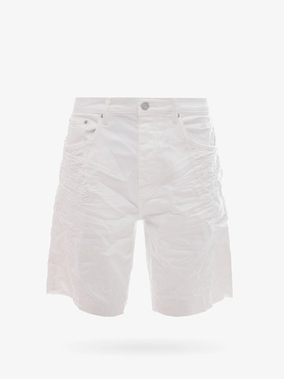 Purple Brand Raw-edge Distressed Shorts In White Quilted Destroy Pocket