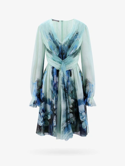 Alberta Ferretti Waterflower Chiffon Minidress In Multicolor