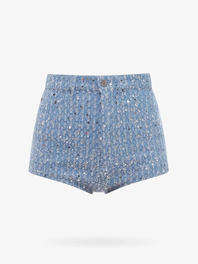 Rotate Birger Christensen Embellished Denim Shorts Pants In Blue
