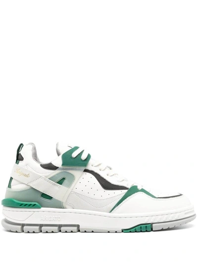 Axel Arigato Black And Green 'astro' Low-top Sneakers In Calf Leather In White Green