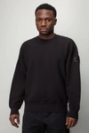 Stone Island Shadow Project Solid Color Cotton Sweatshirt With Logo Patch In Black