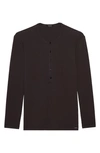 Tom Ford Stretch Cotton Henley In Ebony