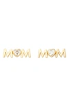 Kate Spade Gold-tone Crystal Mom Stud Earrings In Clear/ Gold.