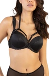 PLAYFUL PROMISES PLAYFUL PROMISES NOELLE STRAPPY SATIN & MESH UNDERWIRE PLUNGE BRA