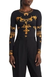 Marine Serre Ornament Moon Long-sleeve Top In Placed Ornament Jewelry